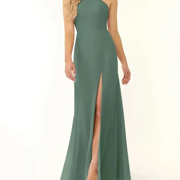 Azazie | Dresses | Azazie Rue Eucalyptus Green Oneshoulder Slit Gown |  Poshmark